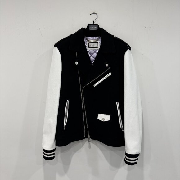 PHILIPP PLEIN Wool and Leather Biker Jacket like NEW, Size 3XL runs small - Picture 6 of 17